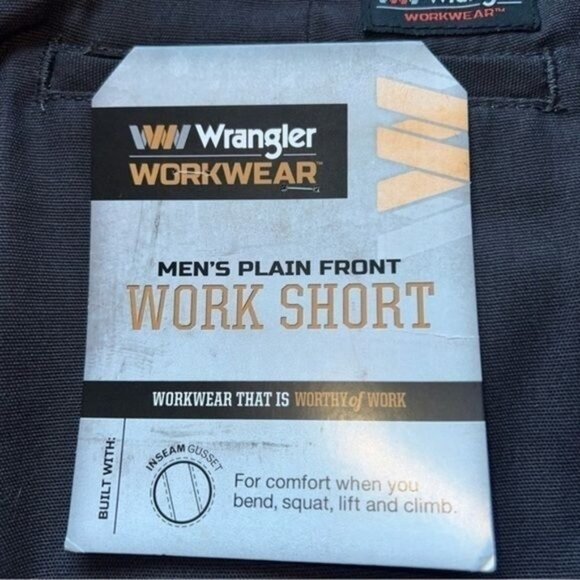 Wrangler Mens Work Shorts Plain Front Black Size 46 Durable Cotton Blend - Picture 5 of 7